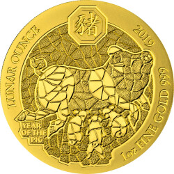 100 Francs Ruanda 2019 - 1 Unze Gold BU - Lunar: Jahr des...