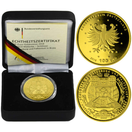 100 Euro Deutschland 2018 Gold st - UNESCO Schlösser Augustusburg und Falkenlust in Brühl