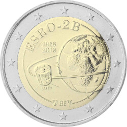 2 Euro Gedenkmünze Belgien 2018 st - 50 Jahre Satellit ESRO-2B - flämischer Blister (NL/ENG)