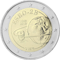 2 Euro Gedenkmünze Belgien 2018 st - 50 Jahre Satellit ESRO-2B - im Blister (wallonisch Variante)