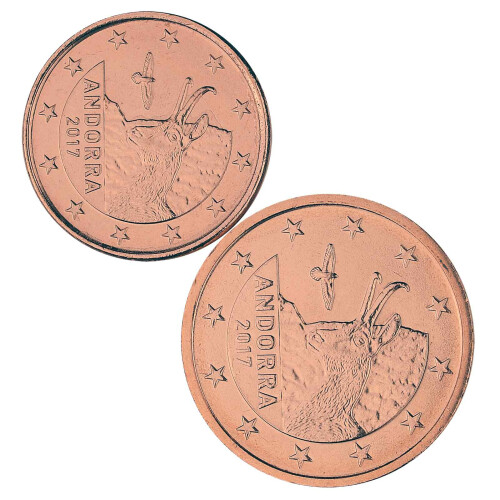 1 + 2 Cent Kursmünzen Andorra 2017 bankfrisch