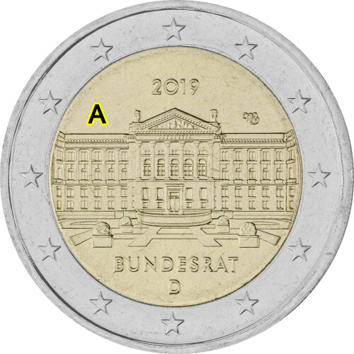 2 Euro Gedenkmünze Deutschland 2019 bfr. - Bundesrat (A)