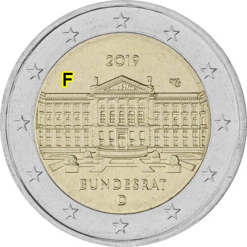 2 Euro Gedenkmünze Deutschland 2019 bfr. - Bundesrat (F)