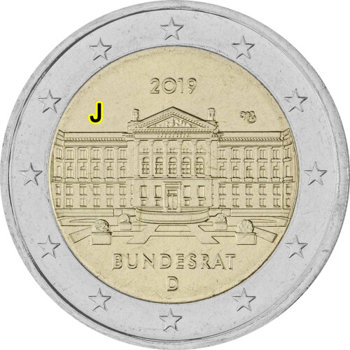2 Euro Gedenkmünze Deutschland 2019 bfr. - Bundesrat (J)