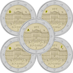 5 x 2 Euro Gedenkm&uuml;nze Deutschland 2019 bfr. -...