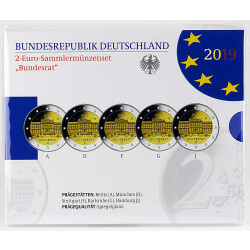 5 x 2 Euro Gedenkmünze Deutschland 2019 PP -...