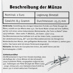 2 Euro Gedenkmünze Belgien 2019 PP - Pieter Bruegel - im Etui