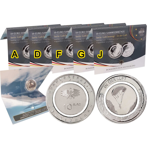 5 x 10 Euro Gedenkmünze Deuschland 2019 PP - In der Luft...