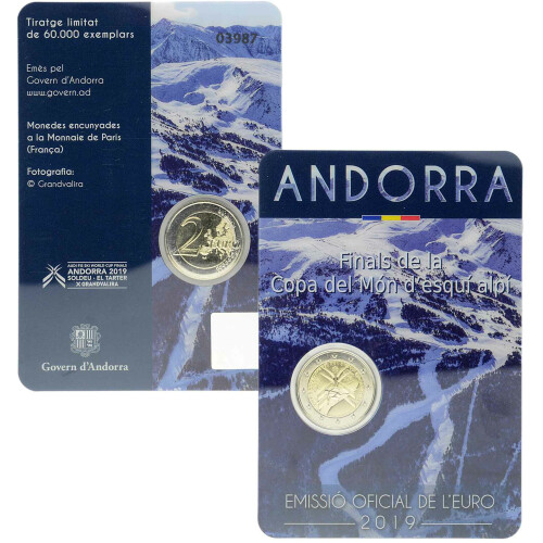 2 Euro Gedenkmünze Andorra 2019 st - Ski-WM - im Blister