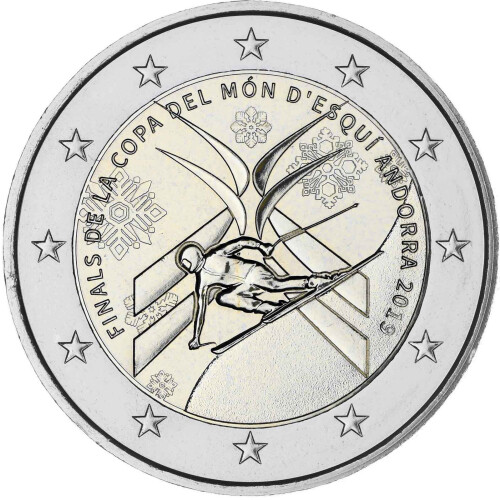 2 Euro Gedenkmünze Andorra 2019 st - Ski-WM - im Blister