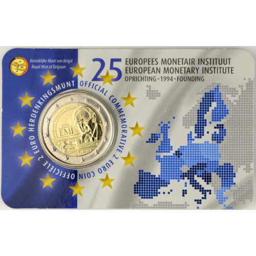 2 Euro Gedenkmünze Belgien 2019 st - Europäisches Währungsinstitut - flämischer Blister (NL/ENG)