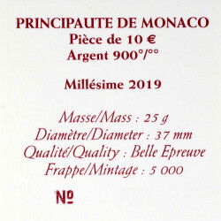 10 Euro Gedenkmünze Monaco 2019 Silber PP - Grace Kelly