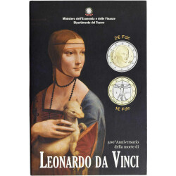 2 + 1 Euro Gedenkmünze Italien 2019 bfr. - Leonardo...