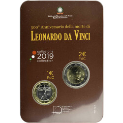 2 + 1 Euro Gedenkmünze Italien 2019 bfr. - Leonardo...