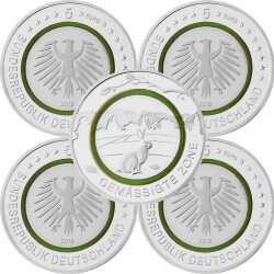 5 x 5 Euro Gedenkmünze Deuschland 2019 bfr. - Gemäßigte...
