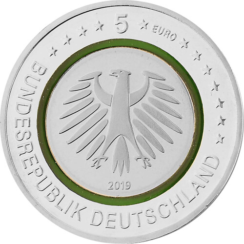 5 x 5 Euro Gedenkmünze Deuschland 2019 PP - Gemäßigte...