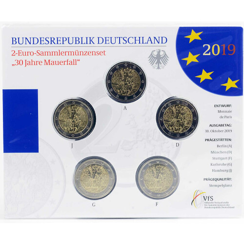 2 Euro Gedenkmünze Deutschland 2019 st - Mauerfall - im Blister