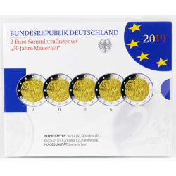 5 x 2 Euro Gedenkm&uuml;nze Deutschland 2019 PP -...