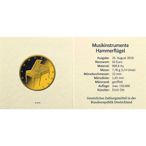 50 Euro Goldmünze Deutschland 2019 - Hammerflügel -...