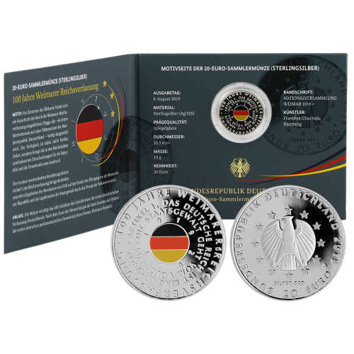 20 Euro Deutschland 2019 Silber PP - 100 Jahre Weimarer Reichsverfassung