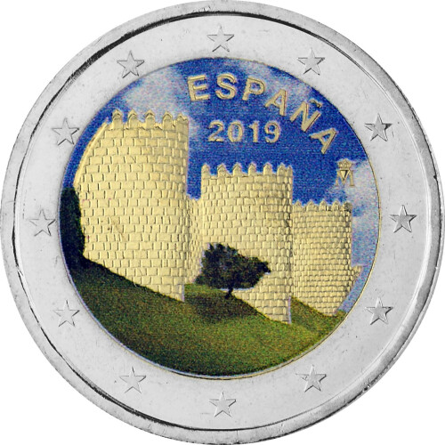 2 Euro Gedenkmünze Spanien 2019 bfr. - UNESCO Altstadt von Avila - coloriert