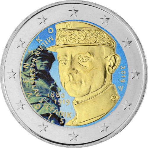 2 Euro Gedenkmünze Slowakei 2019 bfr. - Milan Stefánik - coloriert