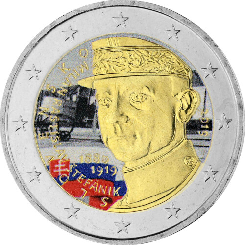 2 Euro Gedenkmünze Slowakei 2019 bfr. - Milan Stefánik - coloriert
