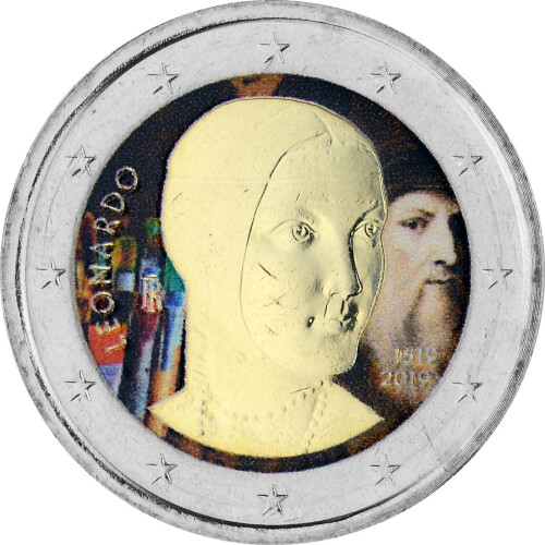 2 Euro Gedenkmünze Italien 2019 bfr. - Leonardo da Vinci - coloriert