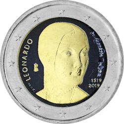 2 Euro Gedenkm&uuml;nze Italien 2019 bfr. - Leonardo...