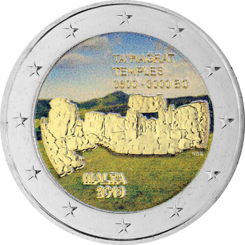 2 Euro Malta 2019 - Tempel von Ta Hagrat - coloriert / mit Farbe
