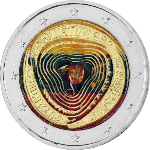 2 Euro Litauen 2019 - Litauische Volkslieder - coloriert / mit Farbe