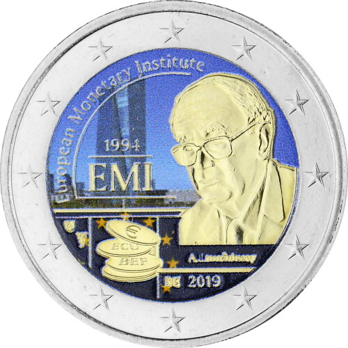 2 Euro Gedenkmünze Belgien 2019 st - Europäisches Währungsinstitut - coloriert