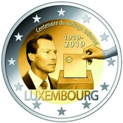 2 Euro Gedenkmünze Luxemburg 2019 bfr. - 100 Jahre...