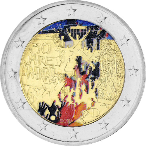 2 Euro Gedenkmünze Deutschland 2019 bfr. - Mauerfall (A) - coloriert