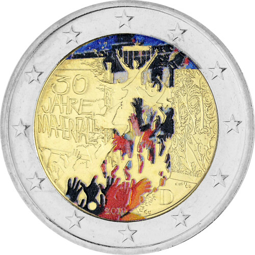 2 Euro Gedenkmünze Deutschland 2019 bfr. - Mauerfall (F) - coloriert