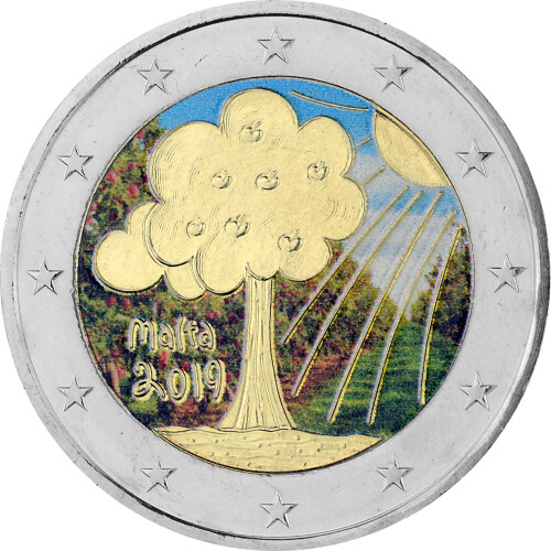 2 Euro Malta 2019 - Natur und Umwelt - coloriert / mit Farbe