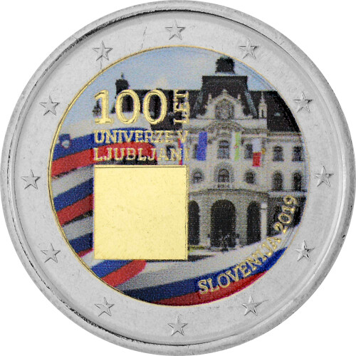 2 Euro Gedenkmünze Slowenien 2019 bfr. - Universität Ljubljana - coloriert