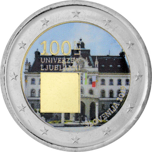 2 Euro Slowenien 2019 - Universität Ljubljana - coloriert / mit Farbe