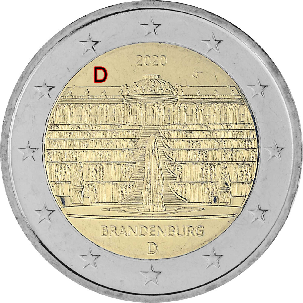 2 Euro Münze Schloss Sanssouci Fehlprägung 2 Euro Gedenkmünze Deutschland 2020 bfr. - Schloss Sanssouci (D)