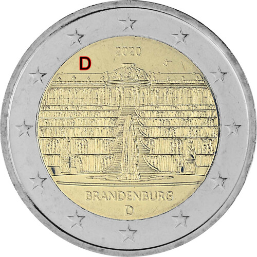 2 Euro Gedenkmünze Deutschland 2020 bfr. - Schloss Sanssouci (D)