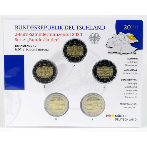 2 Euro Gedenkmünze Deutschland 2020 st - Schloss Sanssouci - im Blister