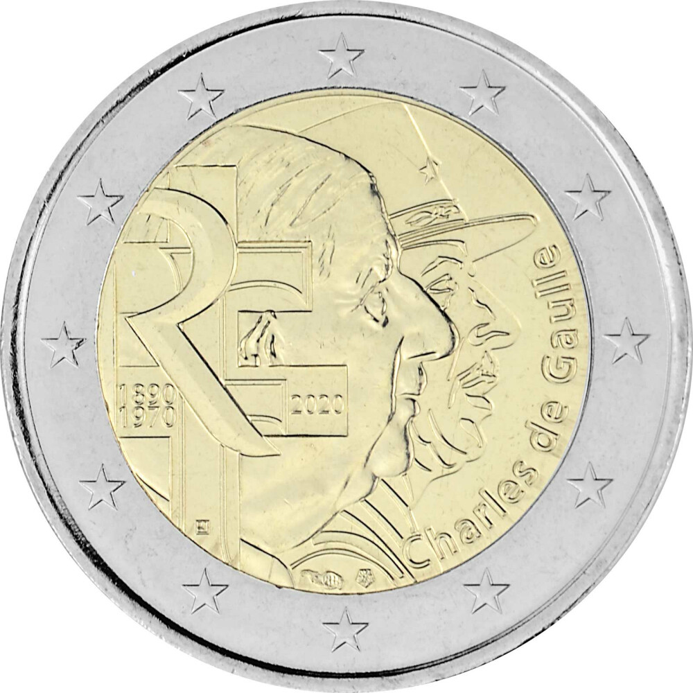Piece De 2 Euro Charle De Gaulle 2 Euro Gedenkmünze Frankreich 2020 bfr. - Charles de Gaulle, 3,95