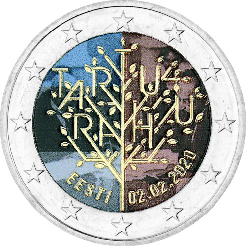 2 Euro Estland 2020 - Friedensvertrag von Tartu - coloriert / mit Farbe