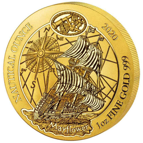 100 Francs Ruanda 2020 - 1 Unze Gold BU - Nautical Ounce: Mayflower