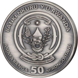 50 Francs Ruanda 2020 - 1 Unze High Relief Silber BU -...