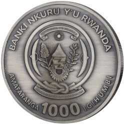 1000 Francs Ruanda 2020 - 3 Unzen High Relief Silber BU -...