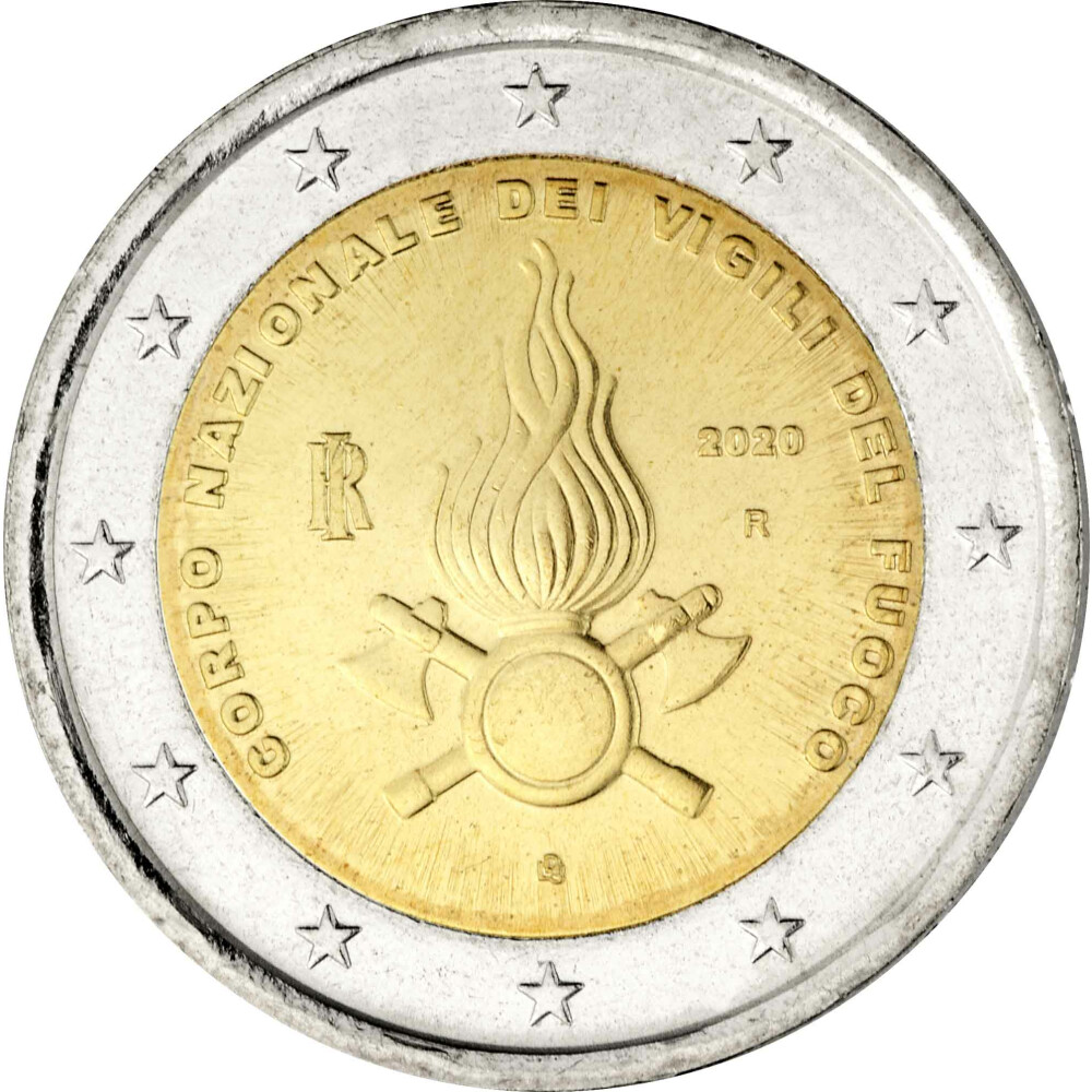 2 Euro Gedenkmünze Italien 2020 bfr. 80 Jahre nationale Feuerwehr, 3,95