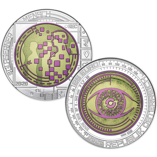 25 Euro Gedenkmünze Österreich 2020 Silber/Niob hgh - Der gläserne Mensch