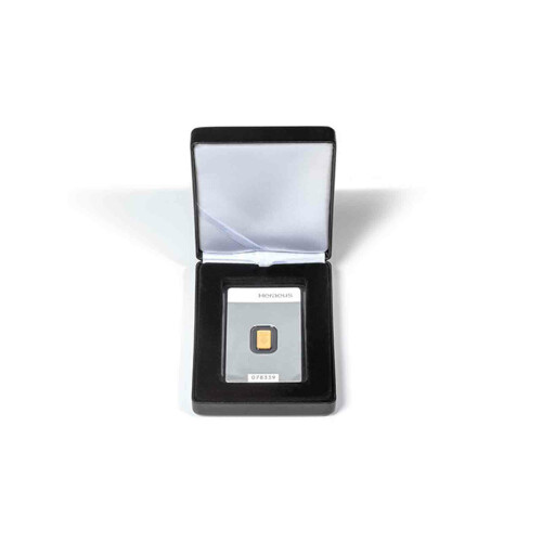 Etui NOBILE für 1x geprägte Goldbarren in Blisterverpackung im Hochformat, schwarz