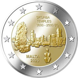 2 Euro Gedenkm&uuml;nze Malta 2020 bfr. - Tempel von...